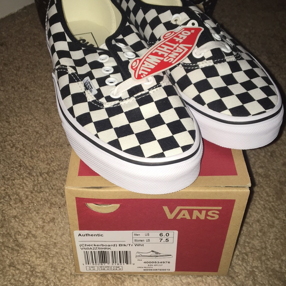 New, never worn, checkerboard vans!